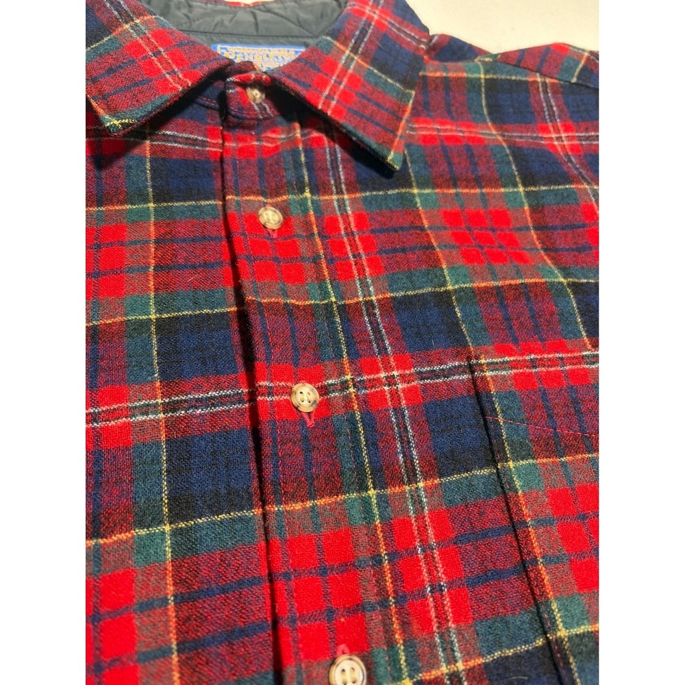 Pendleton Mens Wool Shirt Macpherson Red Tartan Plaid Vintage Large Made in USA - Picture 6 of 14